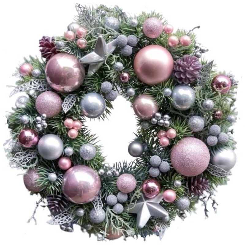 Snowing Pink Christmas Wreath-30cm  (12 inch) & 42cm (16 inch) & 50cm (20 inch) & 60cm (24 inch) & 80cm (32 inch)
