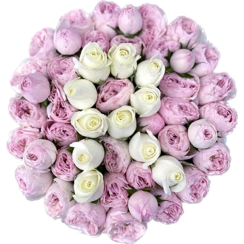 White Roses and Pink Spray Roses Initial Flower Box