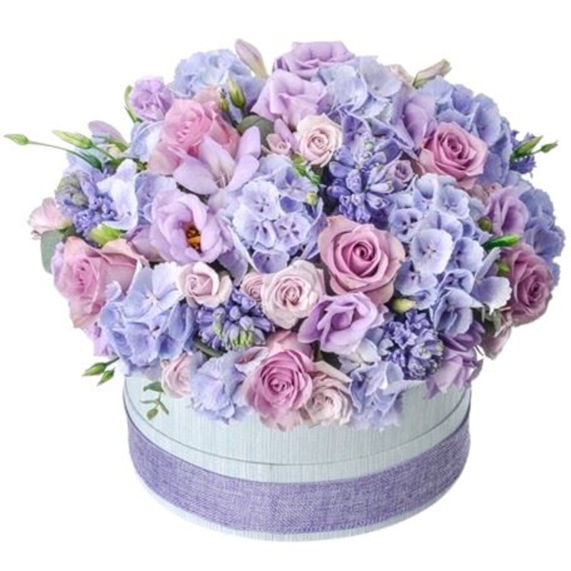 Azure Flowers Box-Regular (30 stems) & Large (45 stems) & Luxury (60 stems) & Glamour (75 stems) & Exclusive Glamour (100 stems) & Premium (120 stems) & Posh (150 stems)-Hat Box & Square Box & Heart Box-GRAY & BLACK & GREEN & BLUE