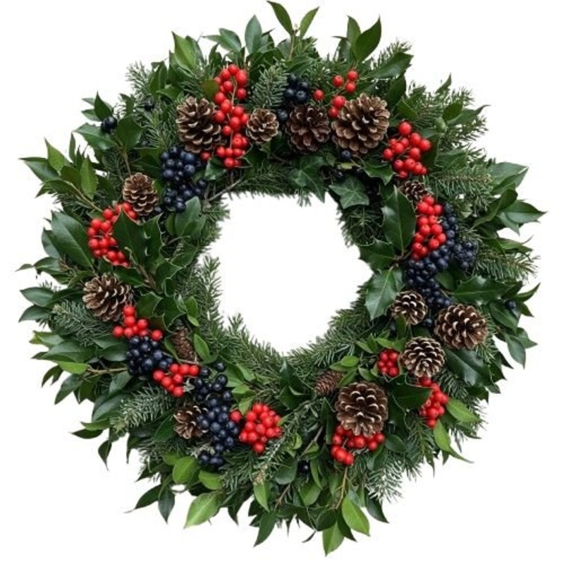 Classic Green Autumn Wreath with Ilex