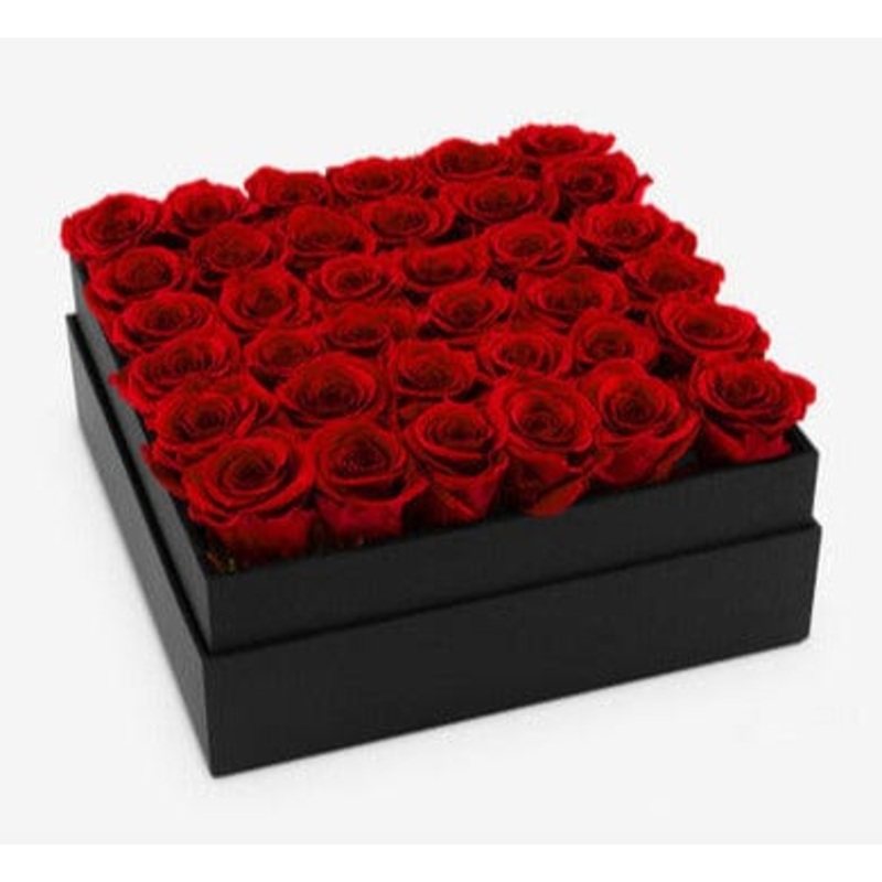 Classic Preserved Roses Square Box – Rose Head  5cm