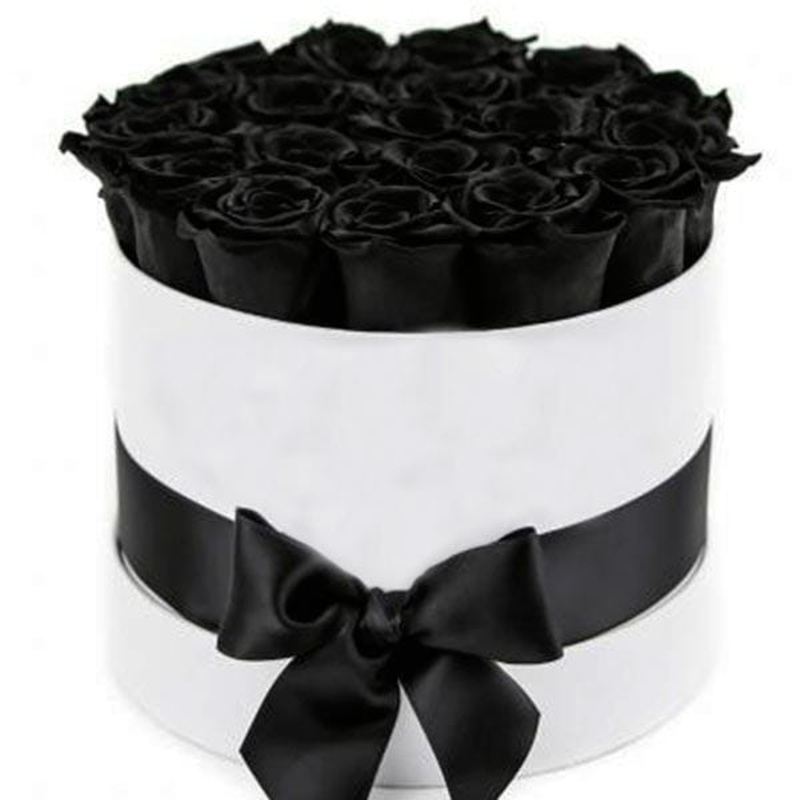Forever Black Roses Box – Rose Head  5cm.