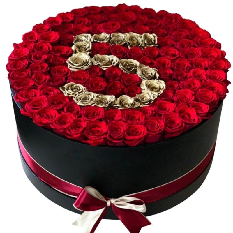 Gold and Red Roses Box with Numbers