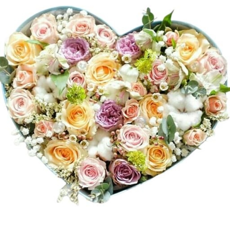 Pastel Blooms Box-Regular (20 stems) & Medium (25 stems) & Large (30 stems) & Extra Large (35 stems) & Luxury (40 stems) & Glamour (50 stems) & Exclusive Glamour (75 stems) & Premium (100 stems)-Heart Box & Hat Box & Rectangle Box-CREAM BOX & PINK BOX & B