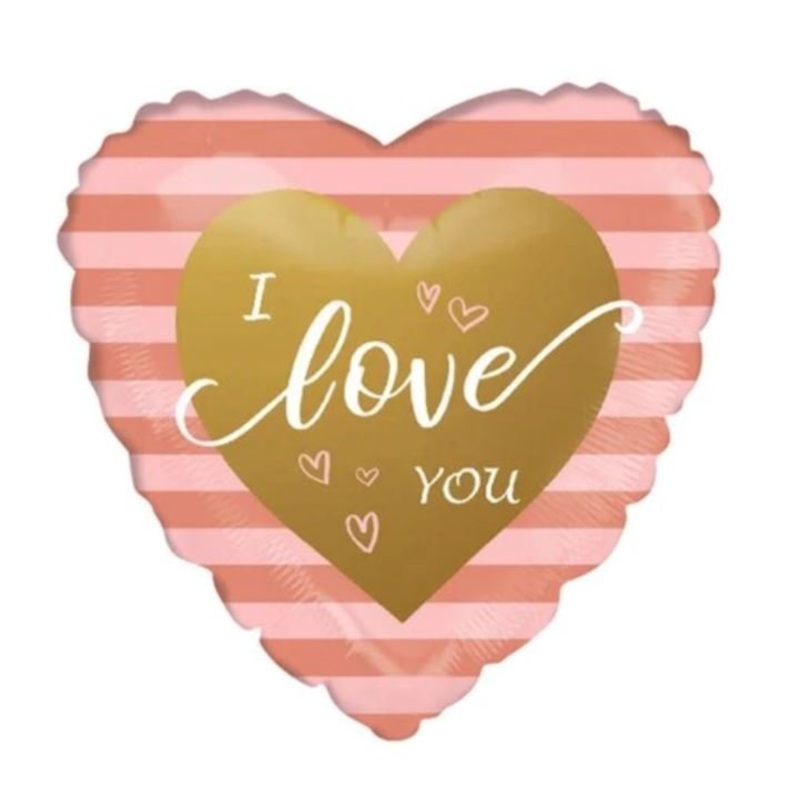 Pink and Gold I Love You Helium Balloon