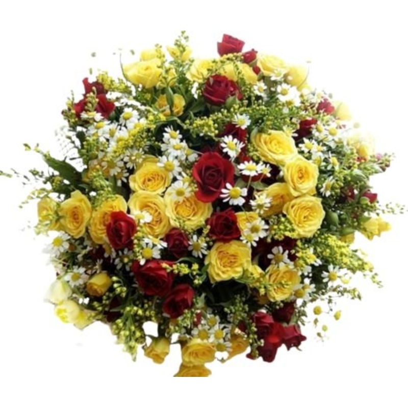 Red and Yellow Spray Roses Sunshine Bouquet