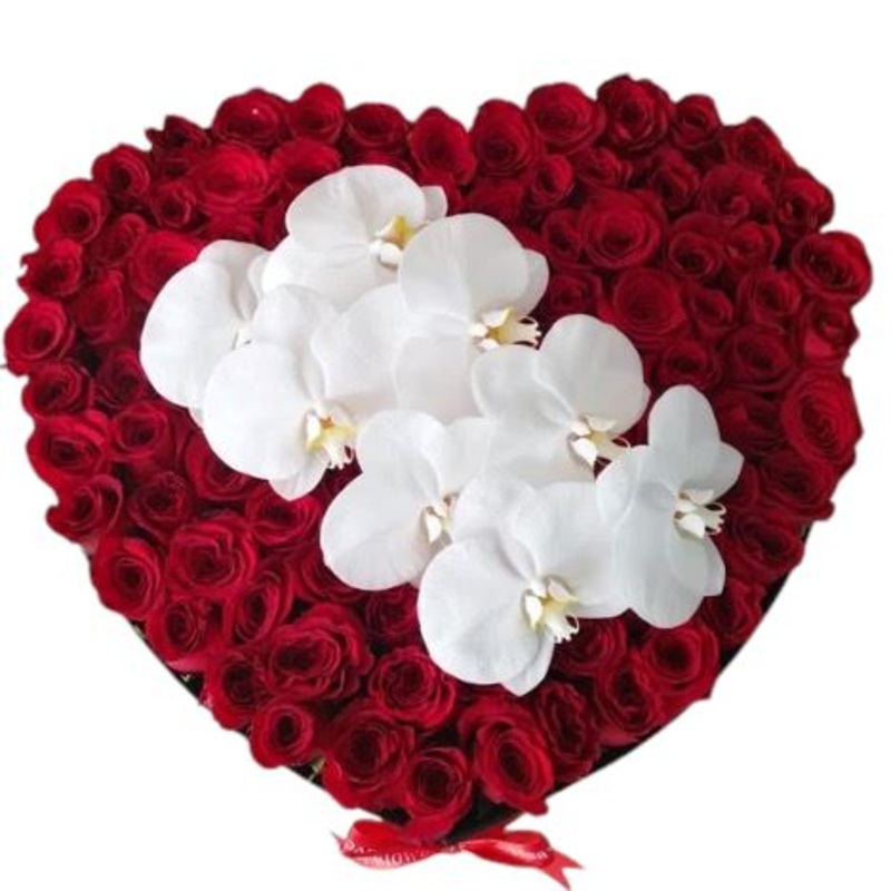 Roses and Orchids Love Box-Extra Small (30 Roses + Orchids) & Small (40 Roses + Orchids) & Regular (50 Roses + Orchids) & Large (60 Roses + Orchids) & Extra Large (70 Roses + Orchids) & Luxury (80 Roses + Orchids) & Glamour (90 Roses + Orchids) & Exclusiv