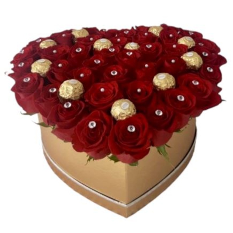 Roses Diamond and Pearls Heart Box