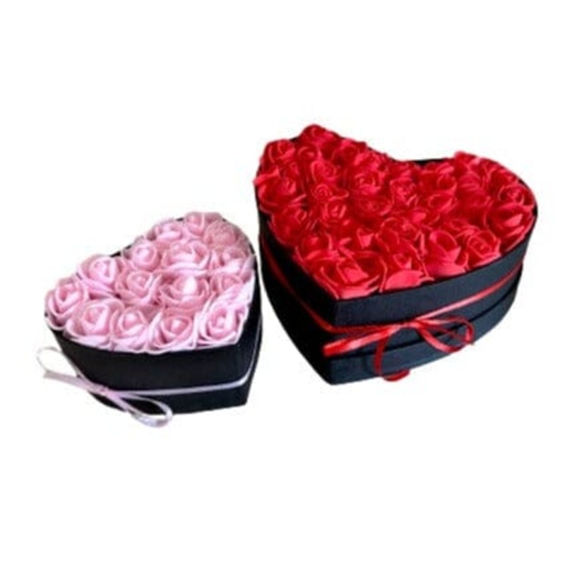 Set Foam Rose Large and Small Heart Boxes