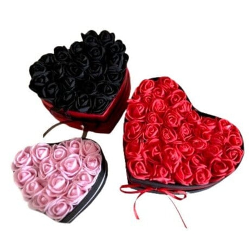 Set of 3 Foam Rose Heart Boxes