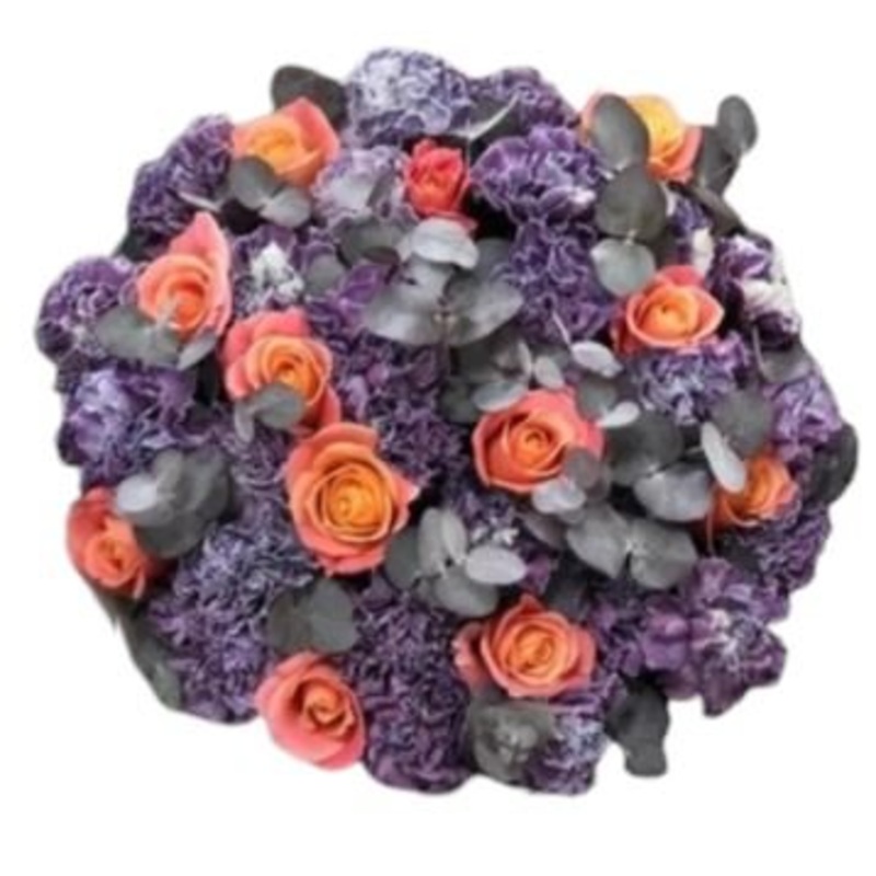 Bouquet of Purple Carnations and Orange Roses