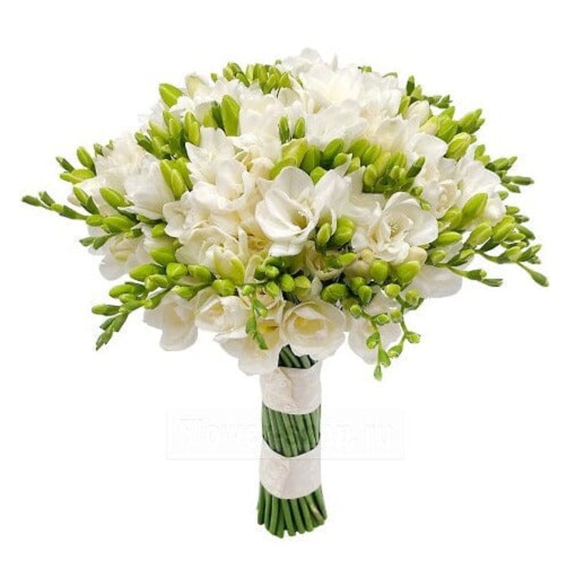 Classic White Freesia Bridal Bouquet