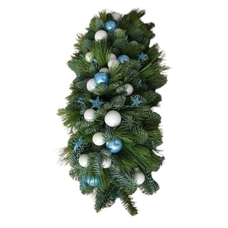 Blue and White Baubles Centerpiece