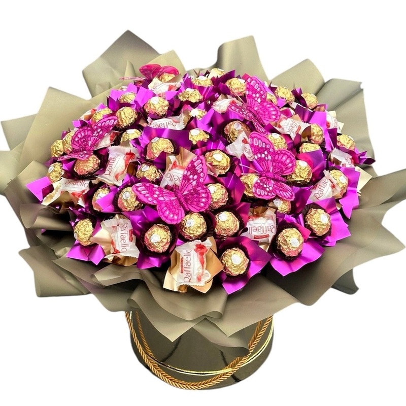 Fuchsia Box of Chocolates with Butterfly