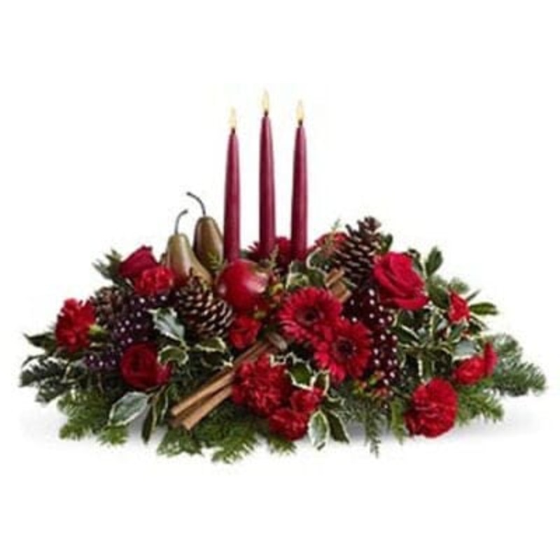 Red Carnations and Gerbera Centerpiece