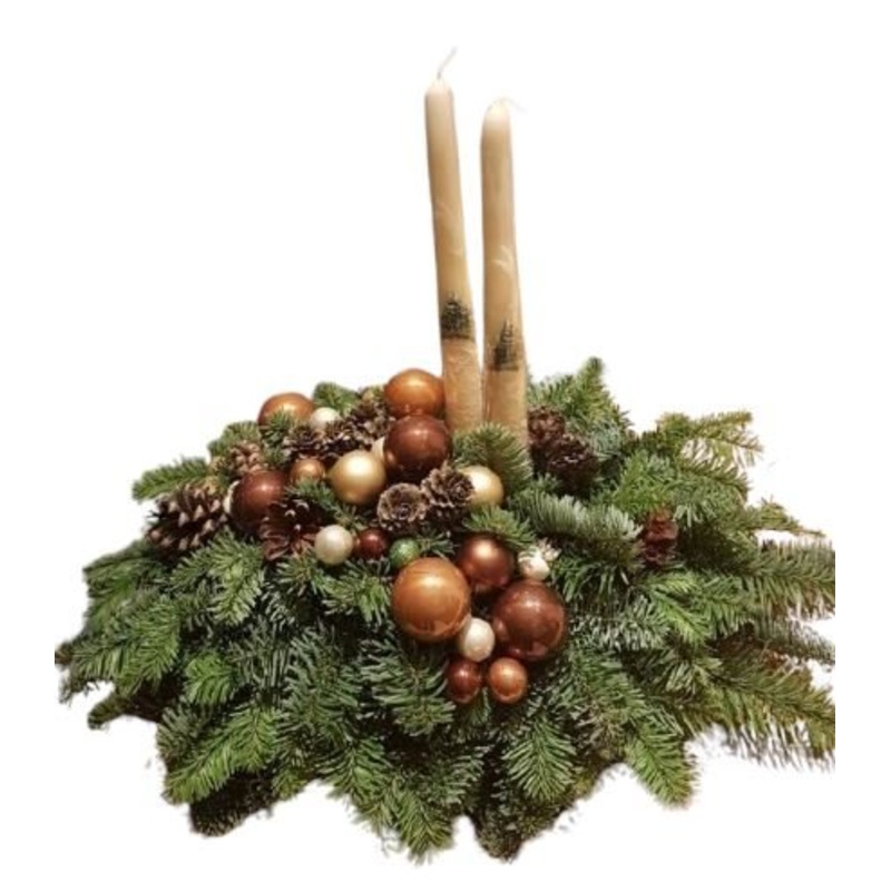 Rustic Brown Baubles and Cones Centerpiece