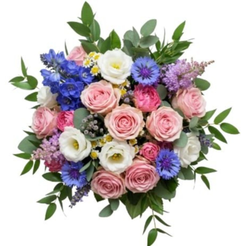 Blue and Pink Bouquet-Extra Small (25 stems) & Small (30 stems) & Regular (35 stems) & Medium (40 stems) & Standard (50 stems) & Medium (60 stems) & Large (70 stems) & Extra Large (85 stems) & Luxury (100 stems)