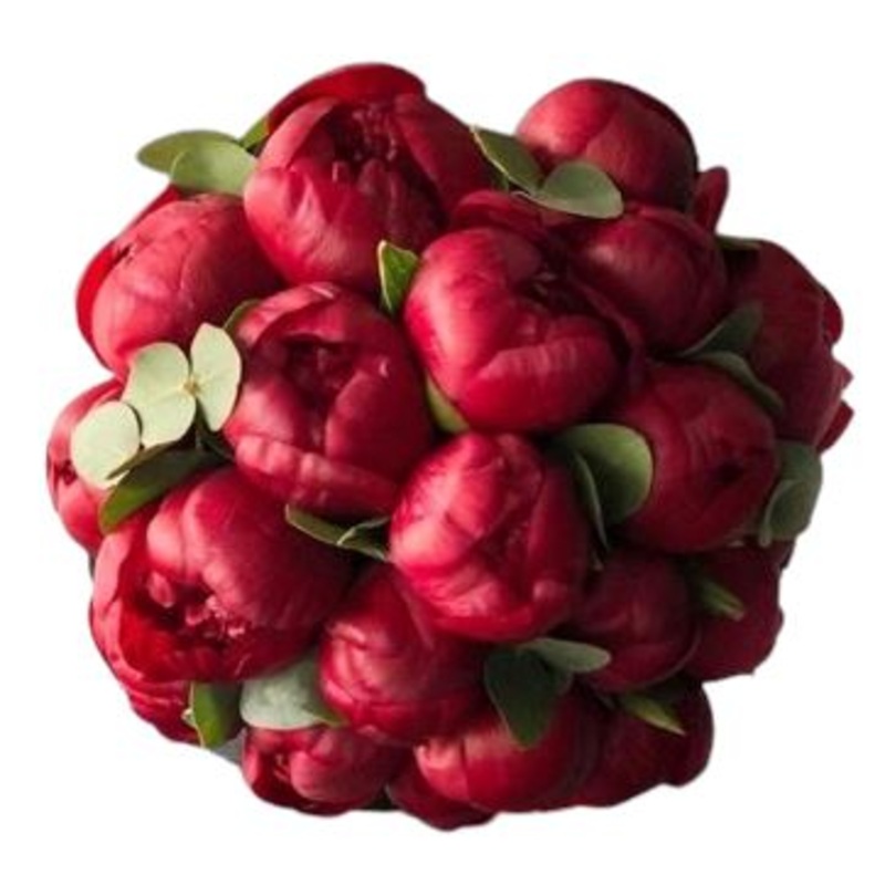 Bouquet of Red Peonies with Eucalyptus