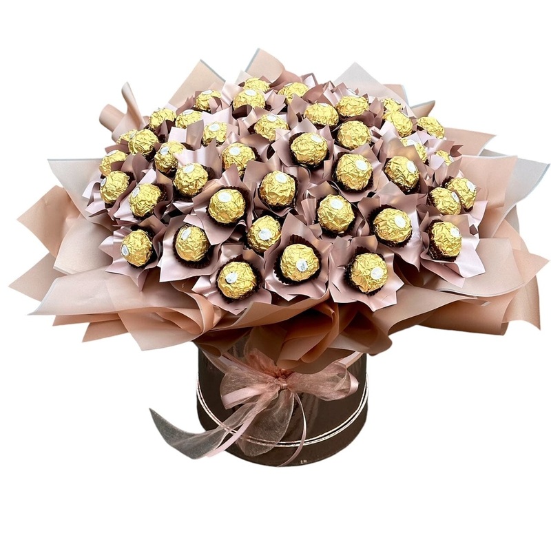 Chic Peach Chocolate  Box-Small (20 Chocolate) & Medium (40 Chocolate) & Large ( 60 Chocolate) & Extra Large ( 80 Chocolate) & Luxury (100 Chocolate) & Glamour (150 Chocolate) & Exclusive Glamour (200 Chocolate)-Ferrero Rocher & Raffaello & White Chocolat