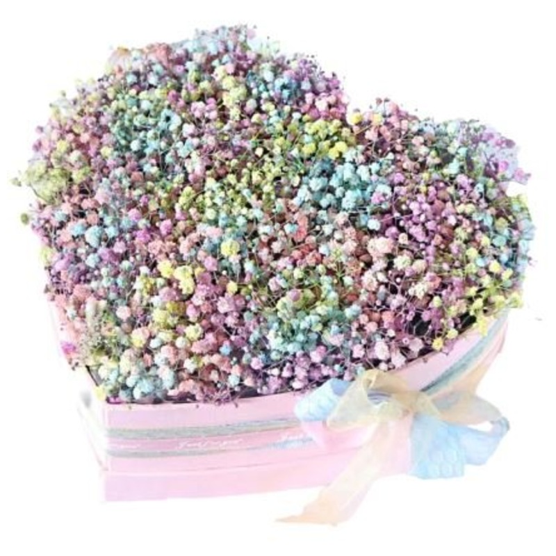 Cute Box of Multicolored Gypsophila