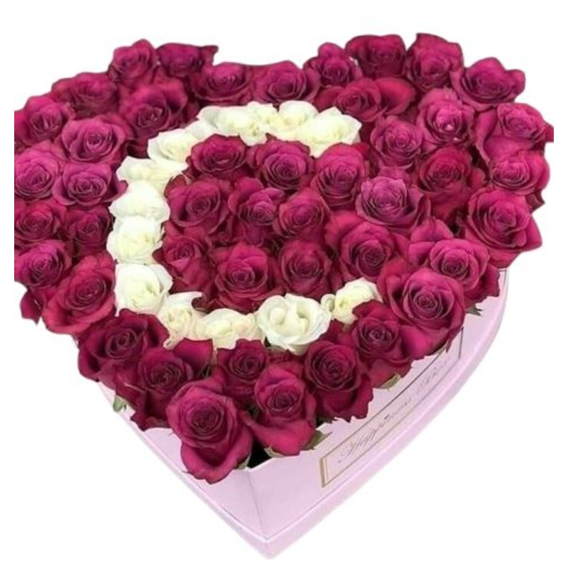 Deep Purple and White Roses Initial Flower Box