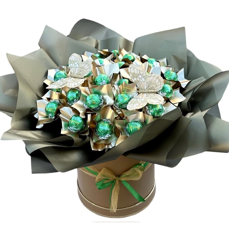 Gold Wraped Luxury Box of Chocolates with Butterfly