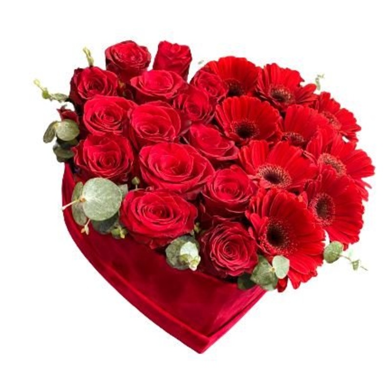 Lovely Red Roses and Gerberas Box
