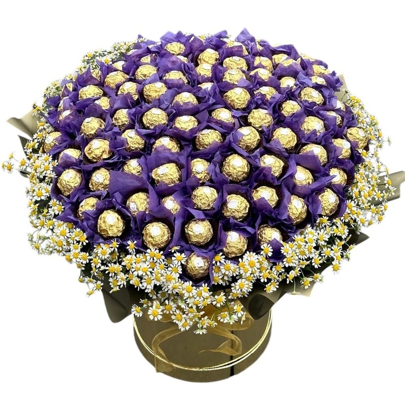 Luxe Chocolate Box in Purple with Tanacetum