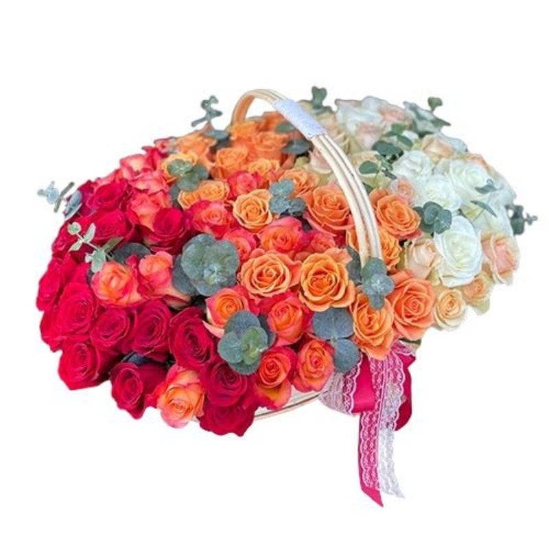 Luxury Gradient Roses in Basket