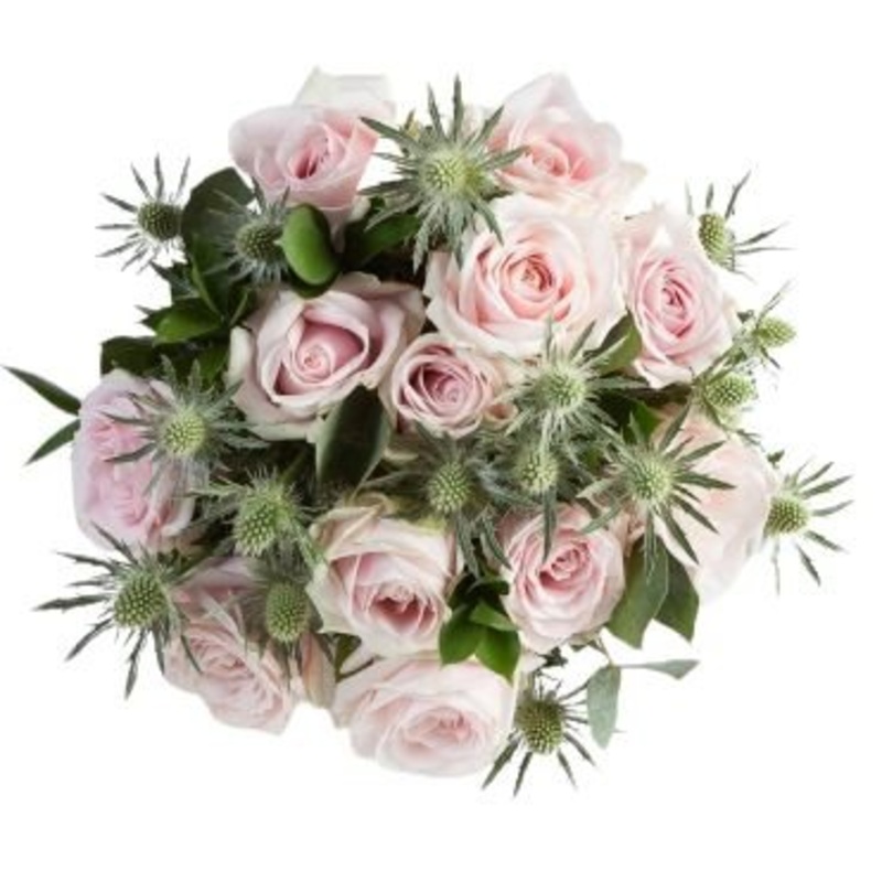 Pink Sweet Avalanche Roses with Eryngium Bouquet