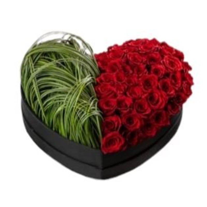 Red and Green Art Box-Small (25 stems) & Regular (35 stems) & Large (45 stems) & Extra Large (55 stems) & Luxury ( 65 stems) & Glamour ( 85 stems) & Exclusive Glamour (100 stems) & Premium (125 stems) & Posh (150 stems)-Red Roses & White Roses & Pink Rose