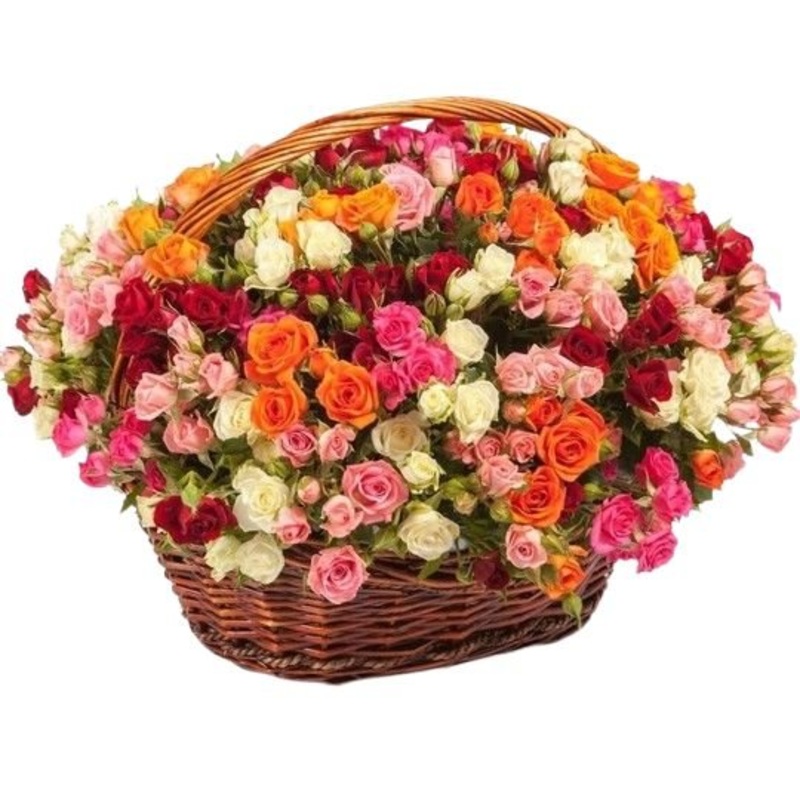 Amazing Multicoloured Spray Roses Basket