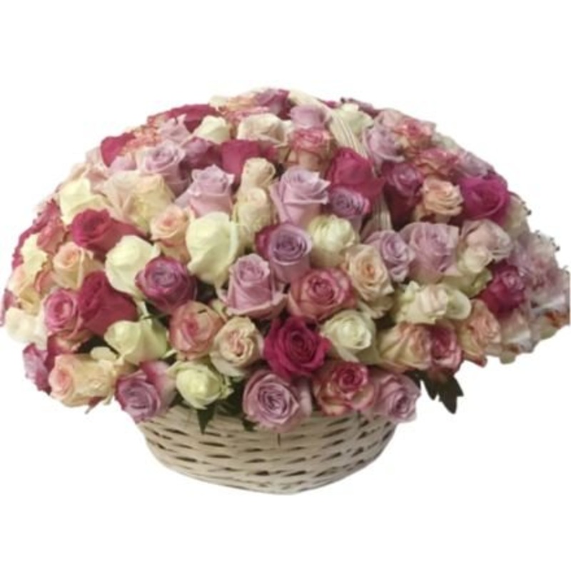 Amazing Pastel Roses in Basket