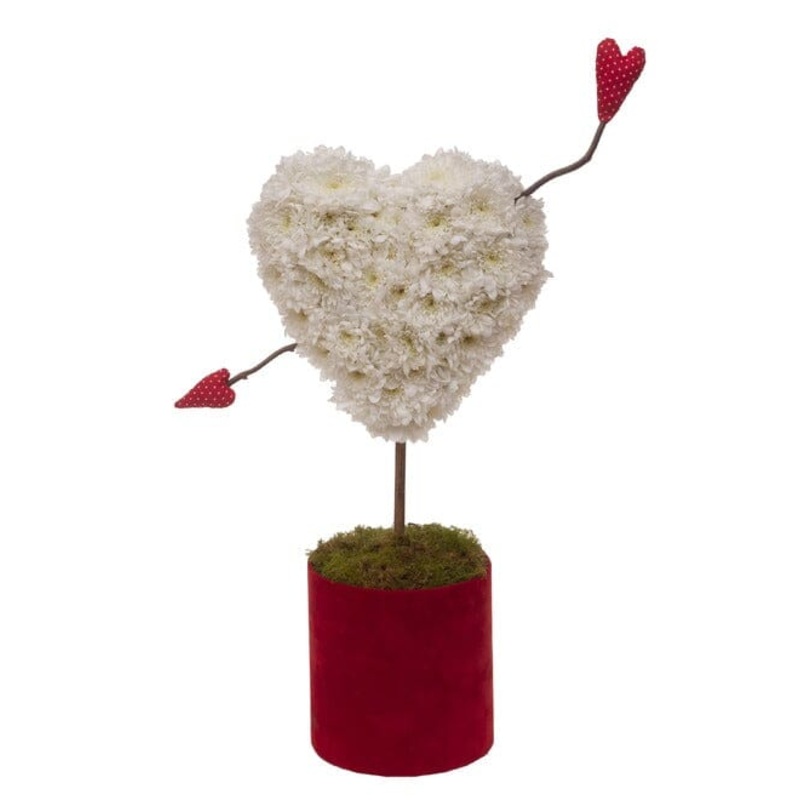 Cupid’s Arrow Heart in Box-Small Heart (25cm / 9″) & Regular Heart (30cm / 12″) & Large Heart (43cm / 17″)-RED & BLACK & WHITE & PINK-White & Pink & Red