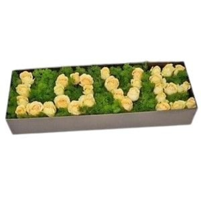 Gorgeous Love Box in Greenery-Medium (32 – 35 roses) & Regular (42 – 45 stems) & Luxury (52 – 55 stems) & Glamour (62 – 65 stems)-Ivory & Red & Pink & Cerise & Lavender & Yellow & Blue & Gold & Rainbow