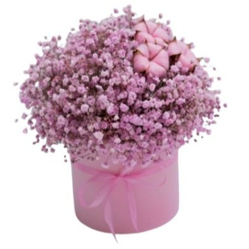 Gypsophila Box with Cotton Decor