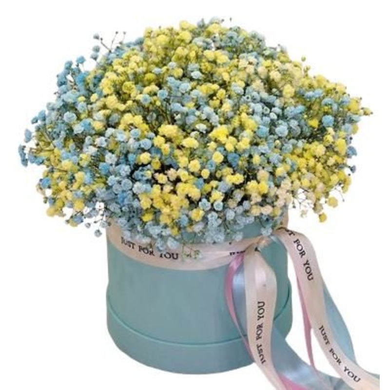 Light Blue and Yellow Baby’s Breath Box