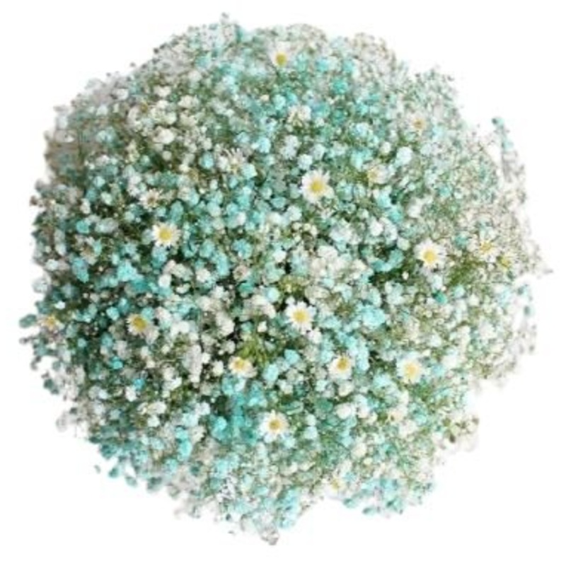Mint and White Gypsophila Bouquet with Tanacetum