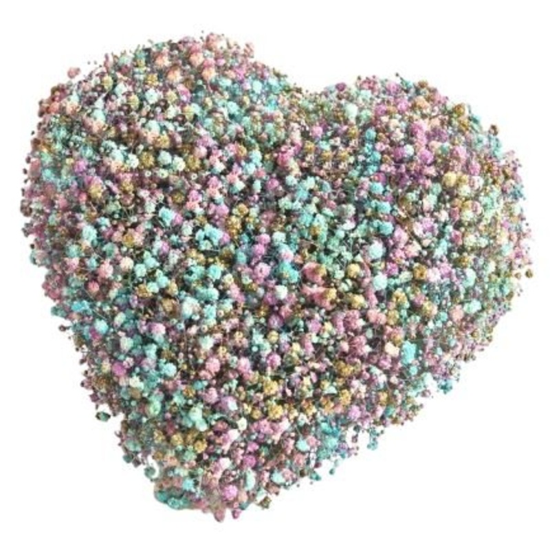 My Sweet Gypsophila Heart-Small (25cm / 9″) & Regular (30cm / 12″) & Large (43cm / 17″) & Extra Large (54cm / 21″)-Pink – Turquise – Yellow & Rainbow & Pink – Cerise and Purple & Turquise – White & Cerise and Purple & Blue and White & Pastel Blue and Blue
