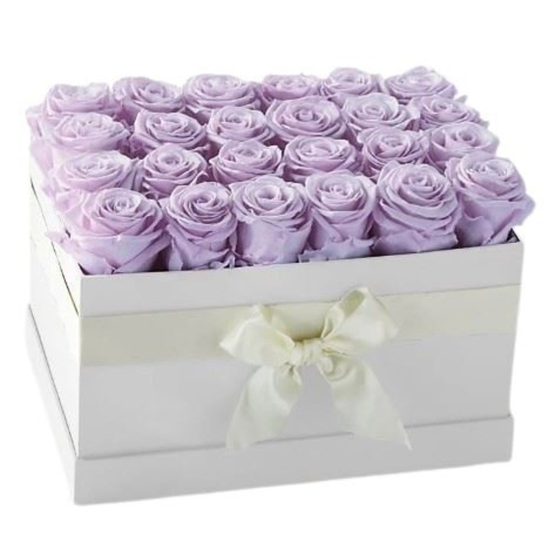 Ocean Song Lavender Roses Box-Medium (9 stems) & Large (16 stems) & Luxury (24 stems) & Glamour (36 stems) & Exclusive Glamour (49 stems) & Premium (64 stems) & Premium Extra (81 stems) & Posh (100 stems)-Square Box & Hat Box & Heart Box-GRAY BOX & BLACK