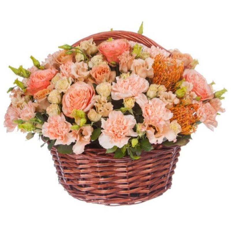 Peach Exotic Basket-Medium (35 stems) & Large (40 stems) & Extra Large (50 stems) & Luxury (65 stems) & Glamour (80 stems) & Exclusive Glamour (100 stems) & Premium (125 stems) & Premim Extra (150 stems) & Posh (175 stems) & Deluxe (200 stems) & Deluxe Ex