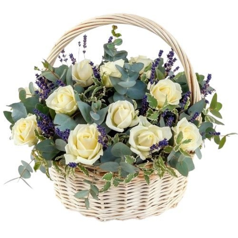 Rafined Roses with Lavender Basket