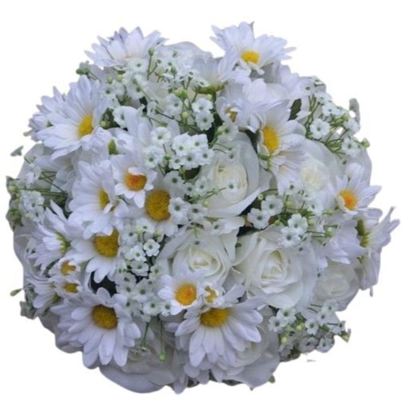 Bouquet of Daisies with White Roses and Gypsophila