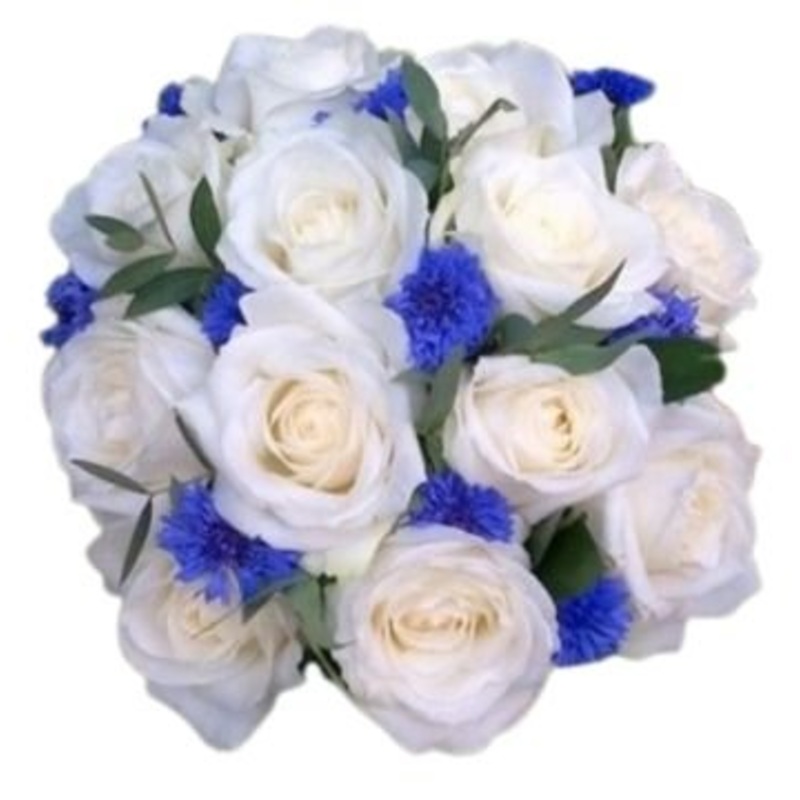 Bouquet of Roses with Cornflowers