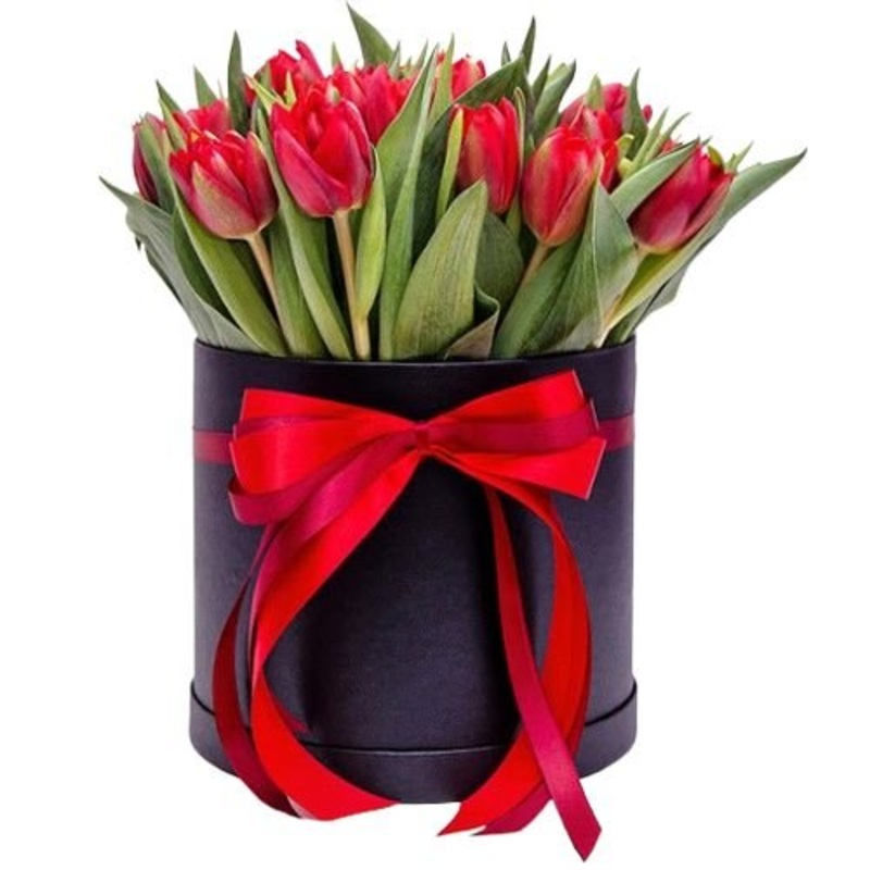 Classic Red Tulips Box-Extra Small (15 stems) & Small (20 stems) & Medium (25 stems) & Regular (30 stems) & Large (40 stems) & Luxury (50 stems) & Glamour (60 stems) & Exclusive Glamour (80 stems) & Premium (100 stems) & Premium Extra (120 stems) & Posh (