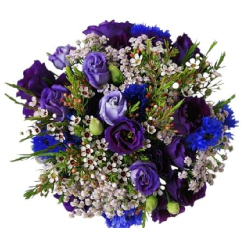 Cornflowers with Purple Lisianthus Bouquet