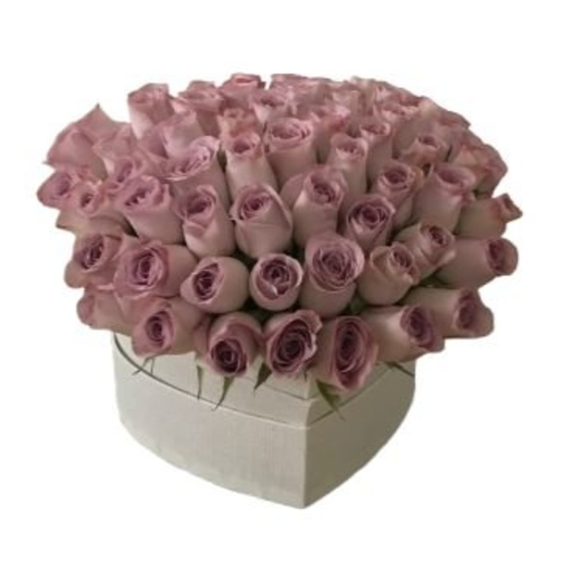 Luxury Lavender Roses Heart Box