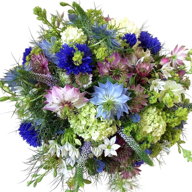 Wild Bouquet of Cornflowers and Nigella
