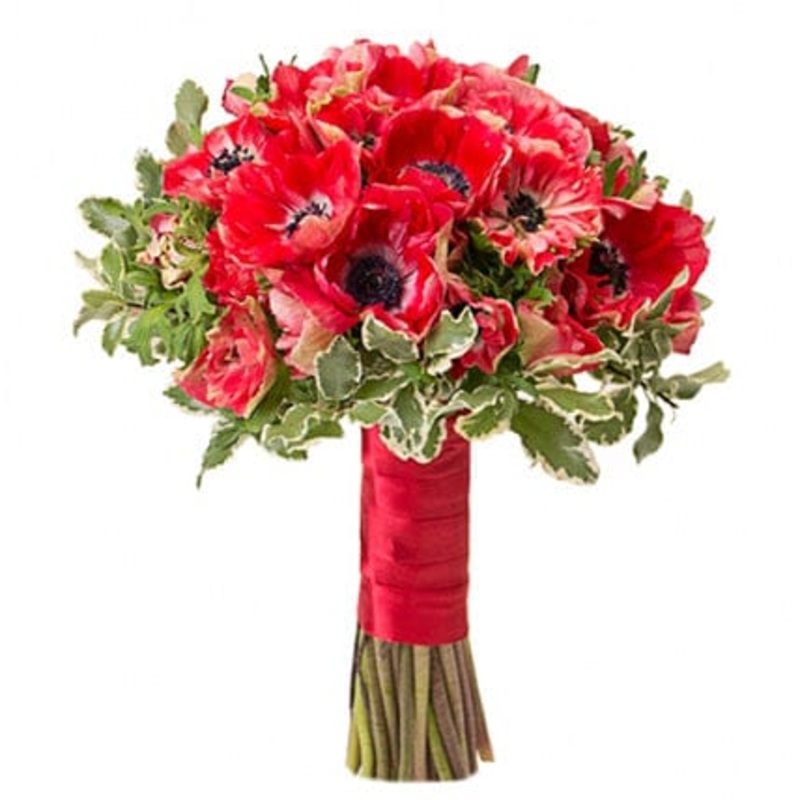 Anemones with Greenery Bridal Bouquet
