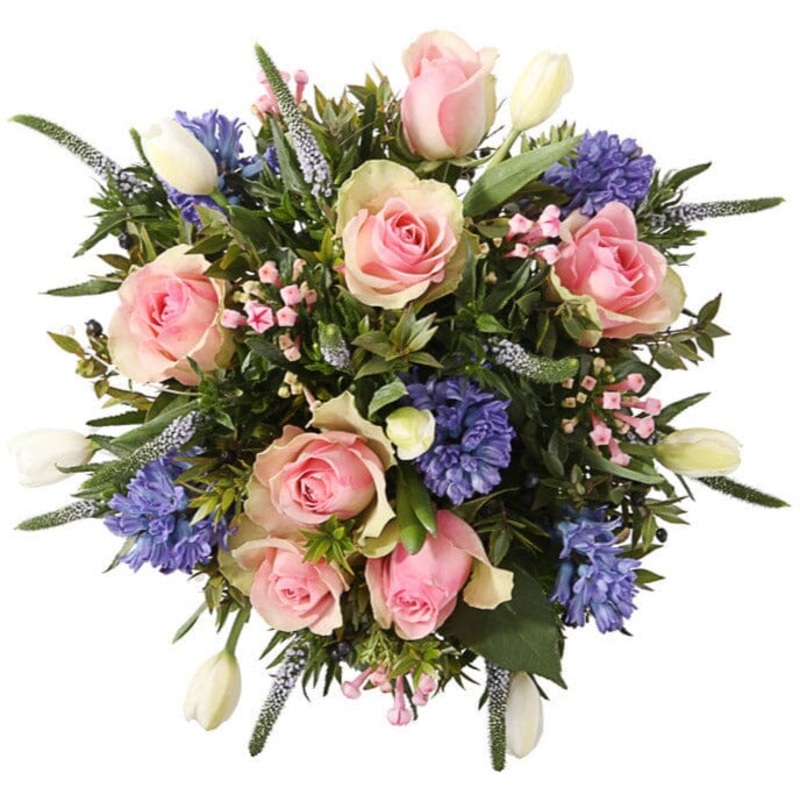 Blue and Pink Lovely Bouquet-Small (25 stems) & Medium (30 stems) & Regular (40 stems) & Large (50 stems) & Extra Large (60 stems) & Luxury (70 stems) & Glamour (85 stems) & Exclusive Glamour (100 stems)
